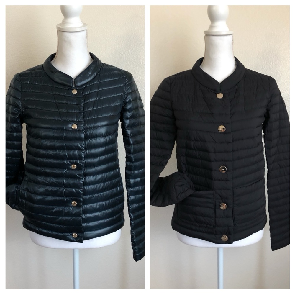 Herno REVERSIBLE jacket dark blue black navy quilted puffer down coat buttons